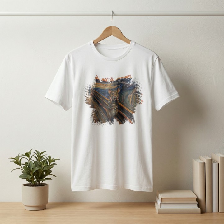 Koszulka Krzyk Myszy – Parodia Muncha | Zabawna Koszulka dla Introwertyka