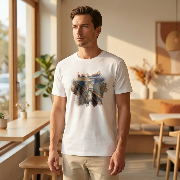 Koszulka Krzyk Myszy – Parodia Muncha | Zabawna Koszulka dla Introwertyka