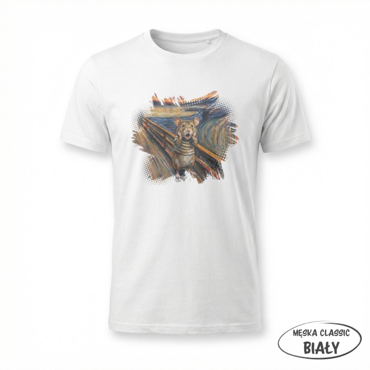 Koszulka Krzyk Myszy – Parodia Muncha | Zabawna Koszulka dla Introwertyka