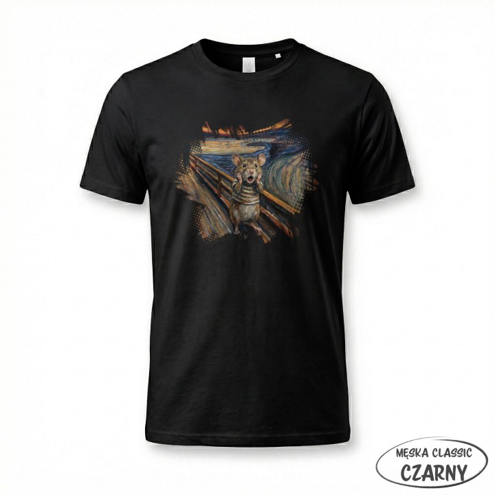 Koszulka Krzyk Myszy – Parodia Muncha | Zabawna Koszulka dla Introwertyka