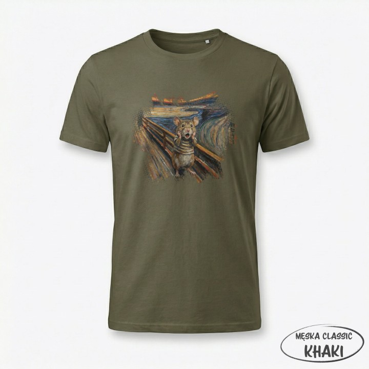 Koszulka Krzyk Myszy – Parodia Muncha | Zabawna Koszulka dla Introwertyka