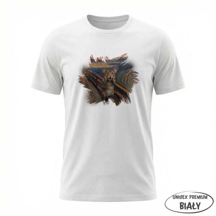 Koszulka Krzyk Myszy – Parodia Muncha | Zabawna Koszulka dla Introwertyka