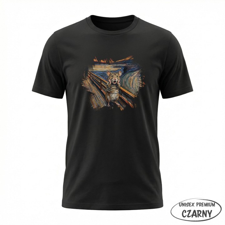 Koszulka Krzyk Myszy – Parodia Muncha | Zabawna Koszulka dla Introwertyka