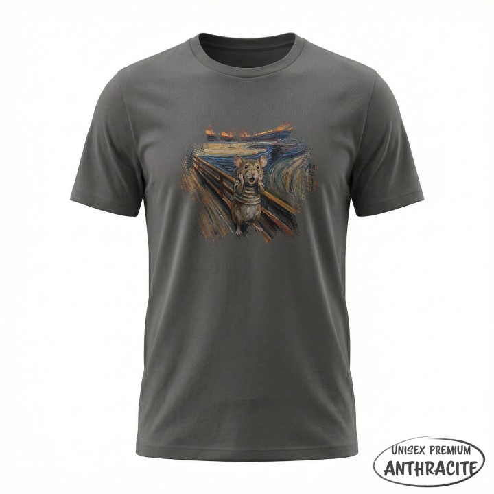 Koszulka Krzyk Myszy – Parodia Muncha | Zabawna Koszulka dla Introwertyka