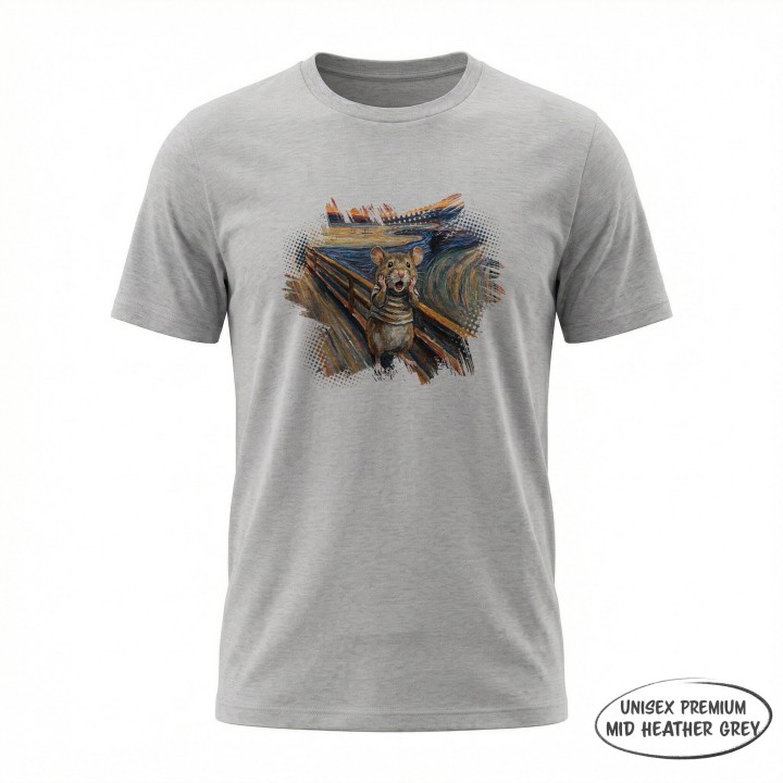 Koszulka Krzyk Myszy – Parodia Muncha | Zabawna Koszulka dla Introwertyka