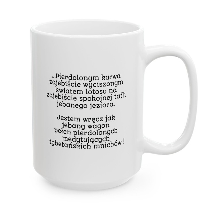Kubek z nadrukiem Jestem oazą spokoju – śmieszny kubek z jeżem dla nerwusa z poczuciem humoru