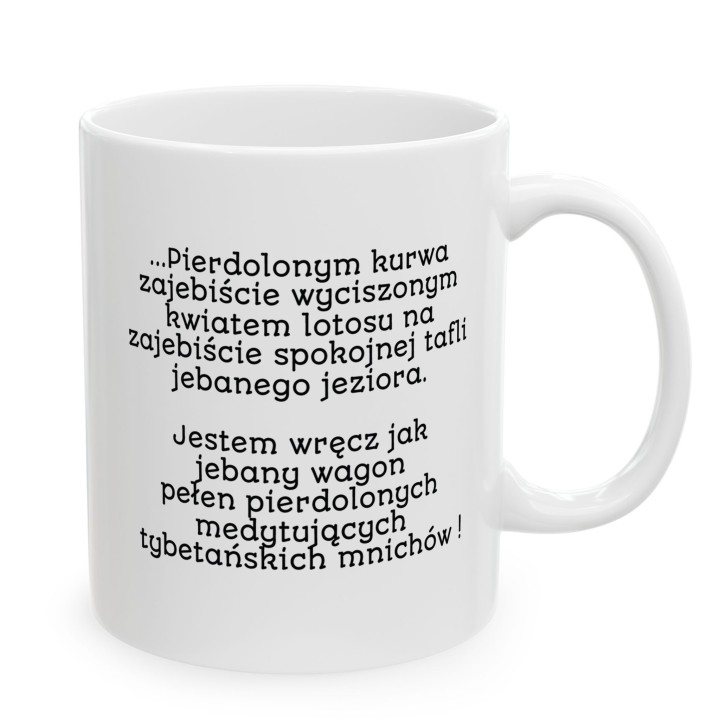 Kubek z nadrukiem Jestem oazą spokoju – śmieszny kubek z jeżem dla nerwusa z poczuciem humoru