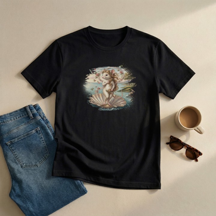 Koszulka Narodziny Mysiej Wenus – Śmieszny Nadruk Sztuka Parodia