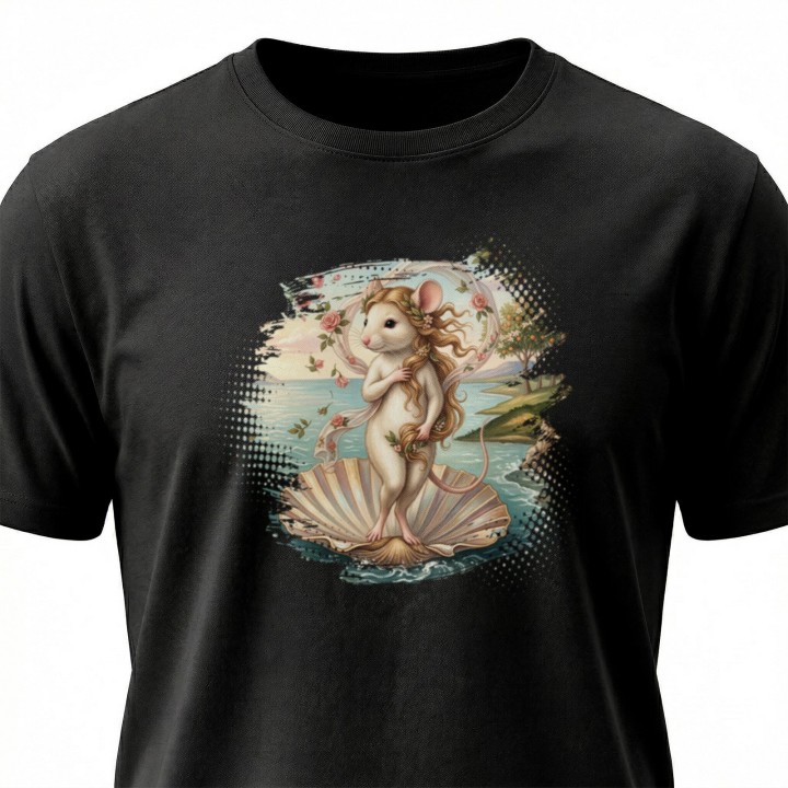 Koszulka Narodziny Mysiej Wenus – Śmieszny Nadruk Sztuka Parodia