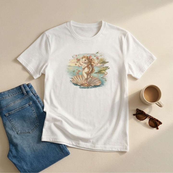 Koszulka Narodziny Mysiej Wenus – Śmieszny Nadruk Sztuka Parodia