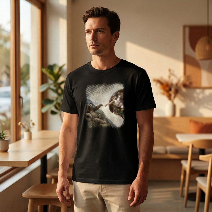 Koszulka Stworzenie Leniwca – Śmieszny Nadruk Parodia Sztuki