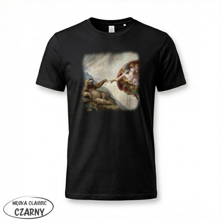 Koszulka Stworzenie Leniwca – Śmieszny Nadruk Parodia Sztuki