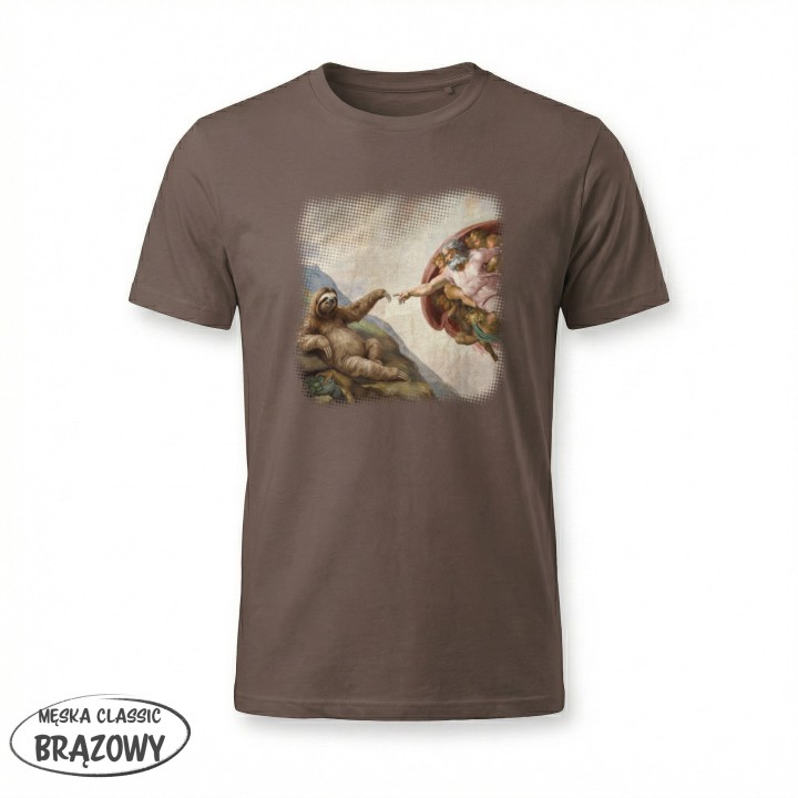 Koszulka Stworzenie Leniwca – Śmieszny Nadruk Parodia Sztuki