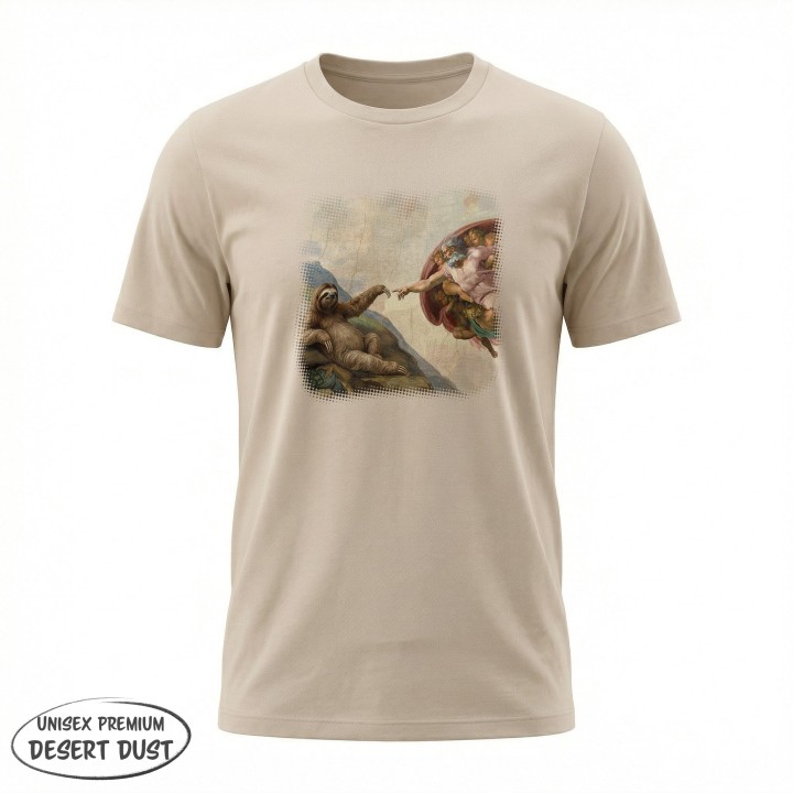 Koszulka Stworzenie Leniwca – Śmieszny Nadruk Parodia Sztuki