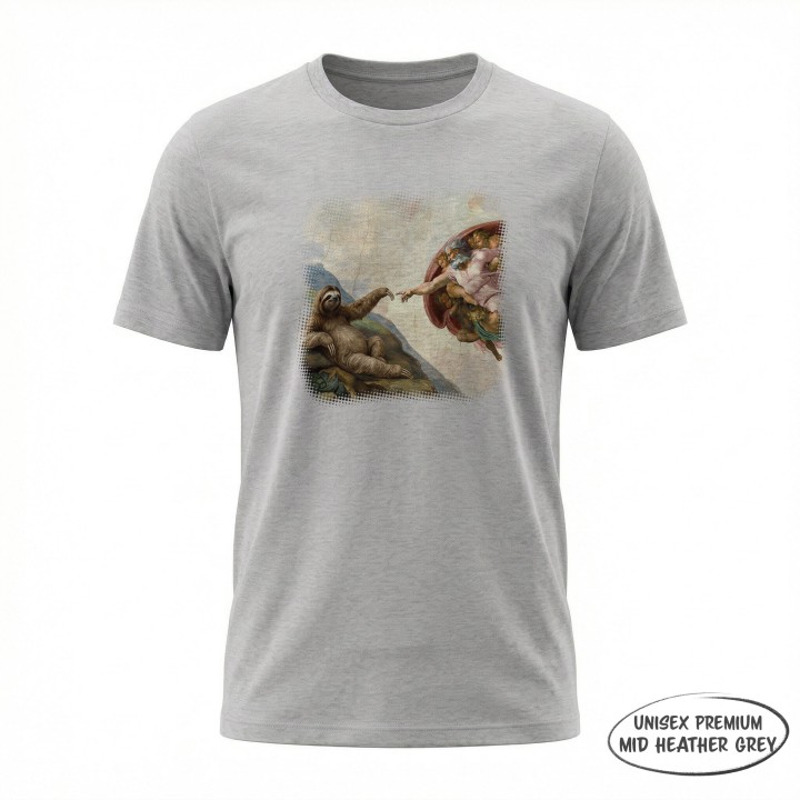 Koszulka Stworzenie Leniwca – Śmieszny Nadruk Parodia Sztuki