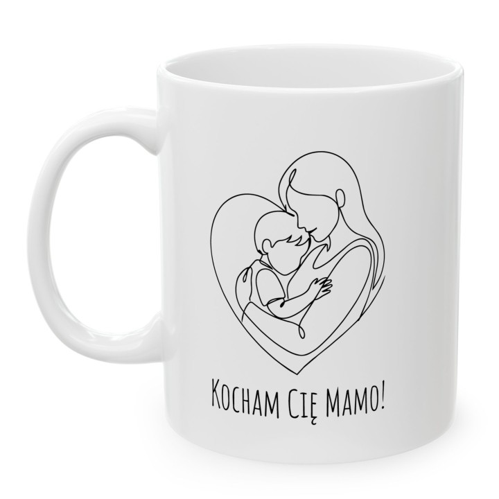 Kubek z nadrukiem Kocham Cię Mamo – Minimalistyczny Prezent dla Mamy