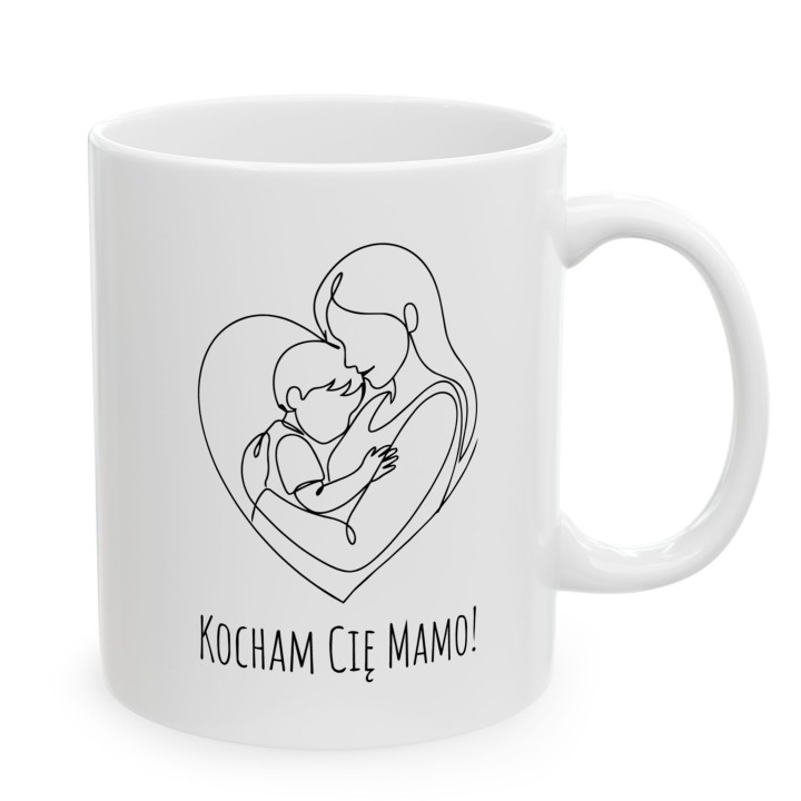 Kubek z nadrukiem Kocham Cię Mamo – Minimalistyczny Prezent dla Mamy