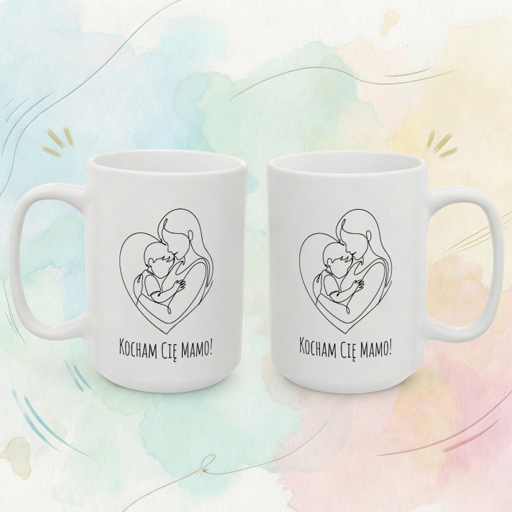 Kubek z nadrukiem Kocham Cię Mamo – Minimalistyczny Prezent dla Mamy