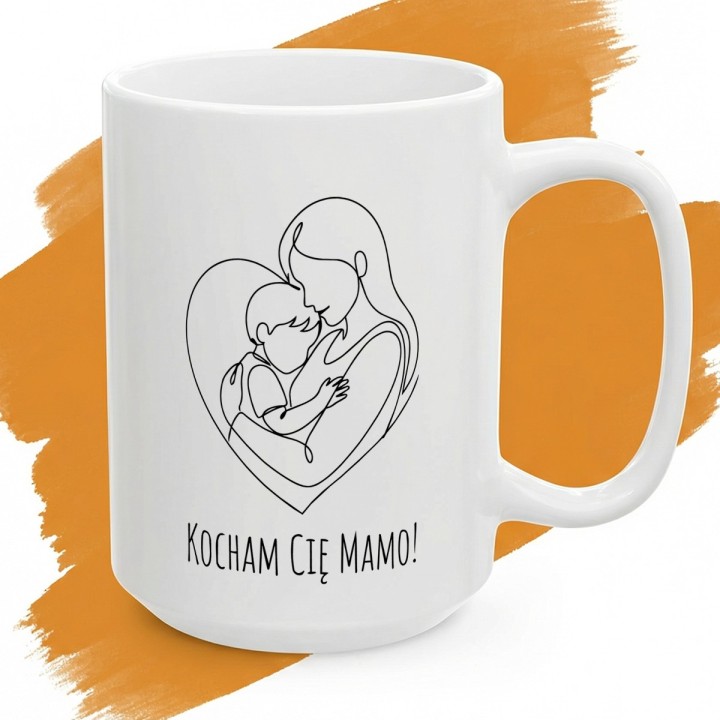 Kubek z nadrukiem Kocham Cię Mamo – Minimalistyczny Prezent dla Mamy