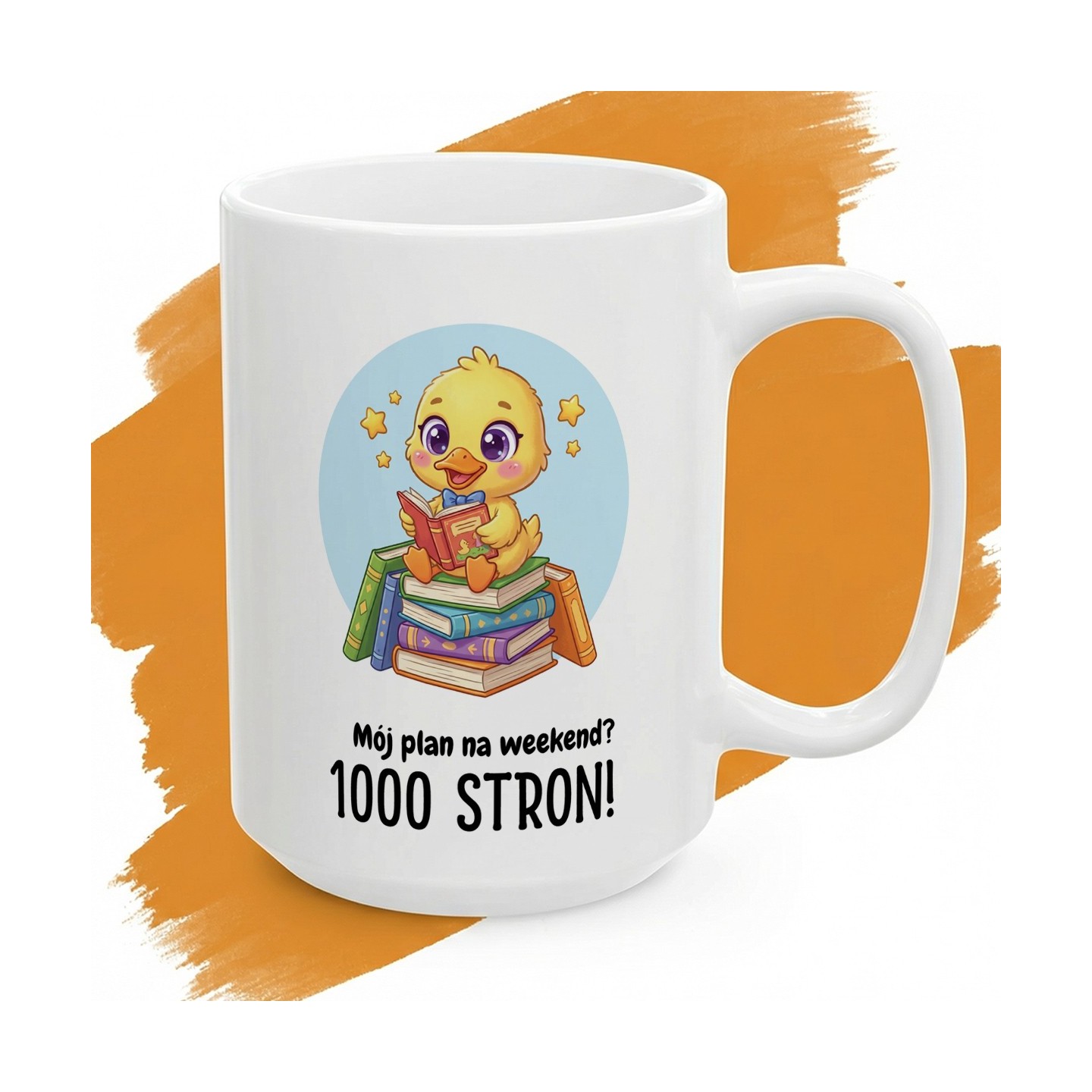 Kubek z nadrukiem Kaczka Czytaczka "Mój Plan Na Weekend 1000 Stron"