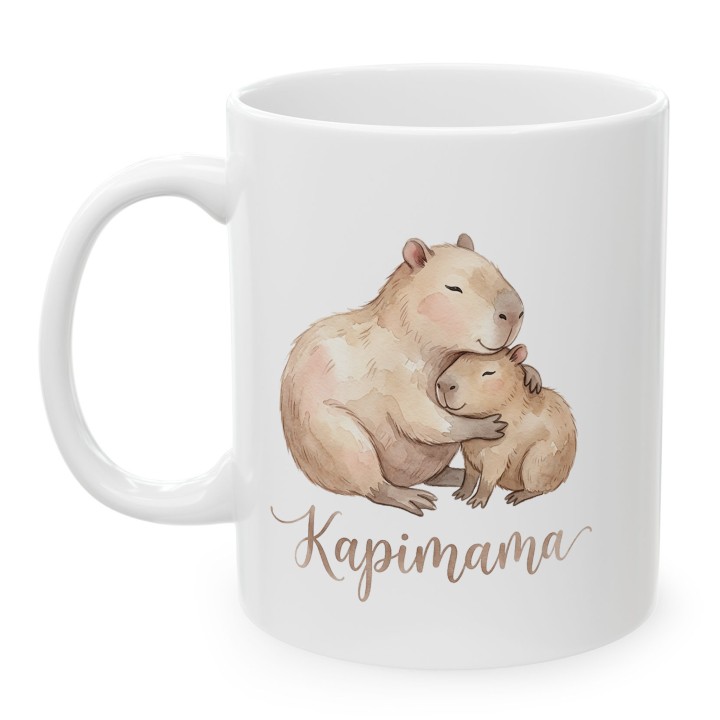 Kubek Kapimama Akwarela Prezent dla Mamy Estetyczny Kubek z Kapibarą