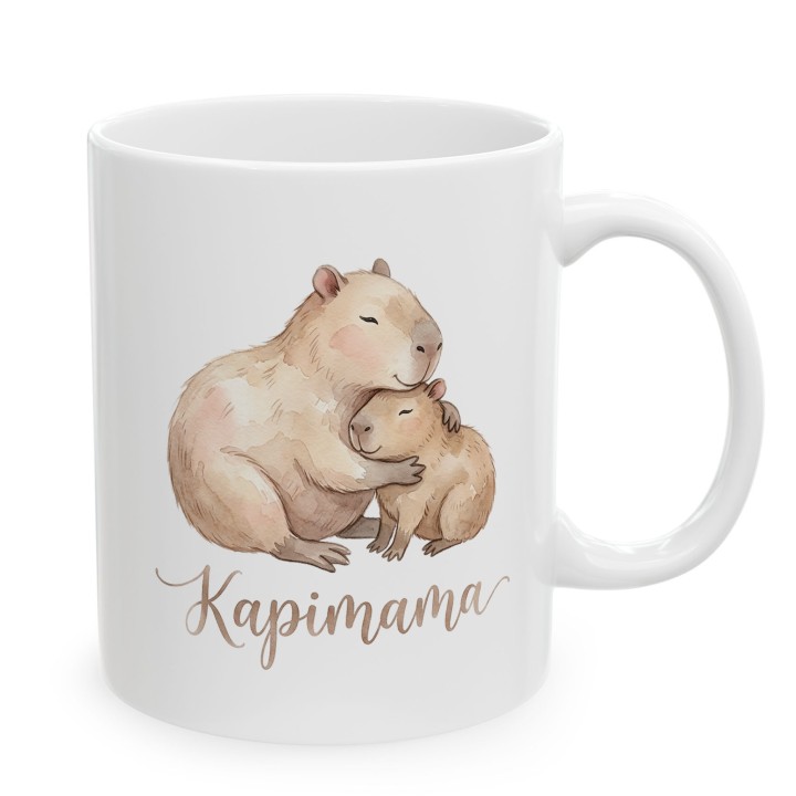 Kubek Kapimama Akwarela Prezent dla Mamy Estetyczny Kubek z Kapibarą
