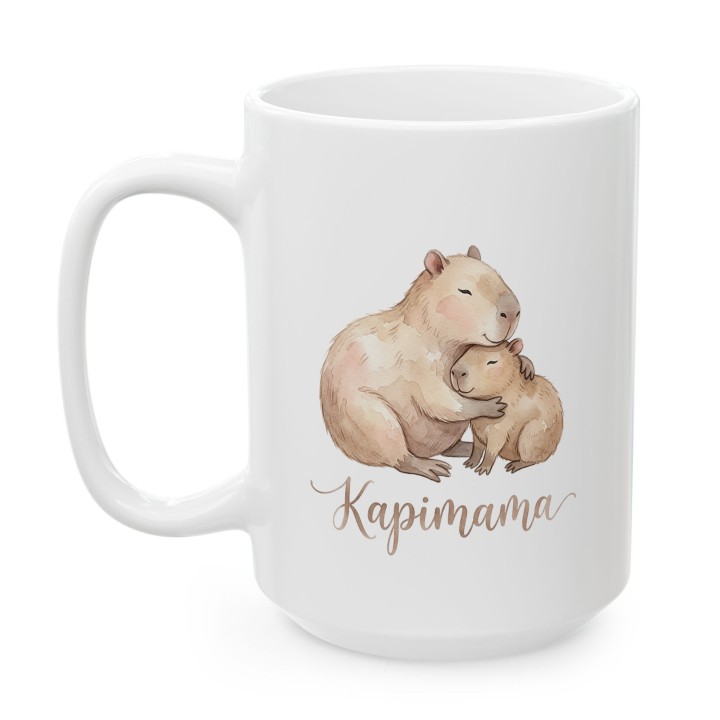 Kubek Kapimama Akwarela Prezent dla Mamy Estetyczny Kubek z Kapibarą
