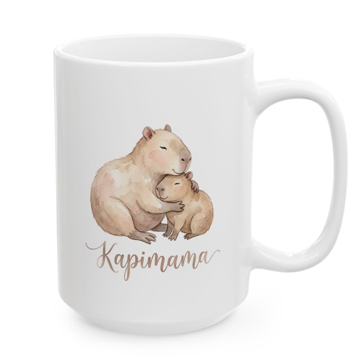Kubek Kapimama Akwarela Prezent dla Mamy Estetyczny Kubek z Kapibarą