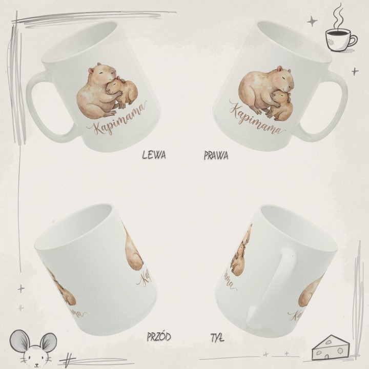 Kubek Kapimama Akwarela Prezent dla Mamy Estetyczny Kubek z Kapibarą
