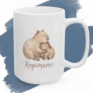 Kubek Kapimama Akwarela Prezent dla Mamy Estetyczny Kubek z Kapibarą