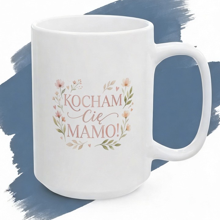 Kubek dla mamy Kocham Cię Mamo Kwiaty Prezent na Dzień Matki