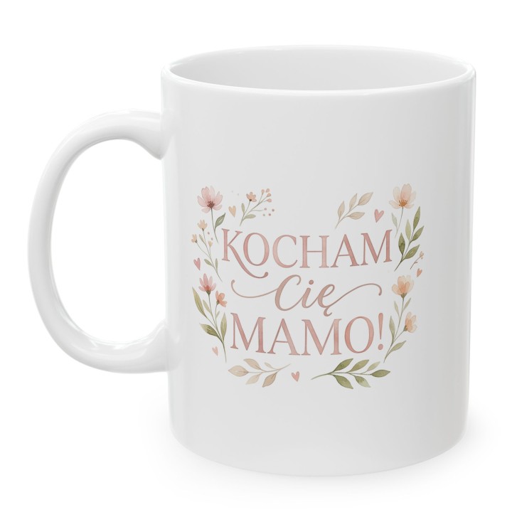 Kubek dla mamy Kocham Cię Mamo Kwiaty Prezent na Dzień Matki