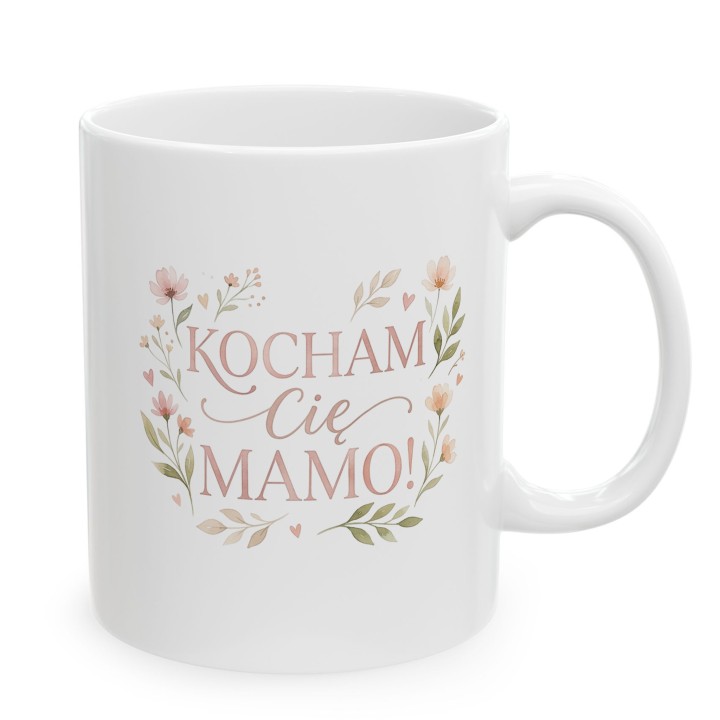 Kubek dla mamy Kocham Cię Mamo Kwiaty Prezent na Dzień Matki