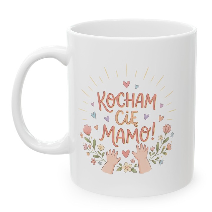 Kubek Kocham Cię Mamo Małe Rączki Prezent od Dziecka