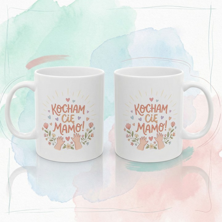 Kubek Kocham Cię Mamo Małe Rączki Prezent od Dziecka