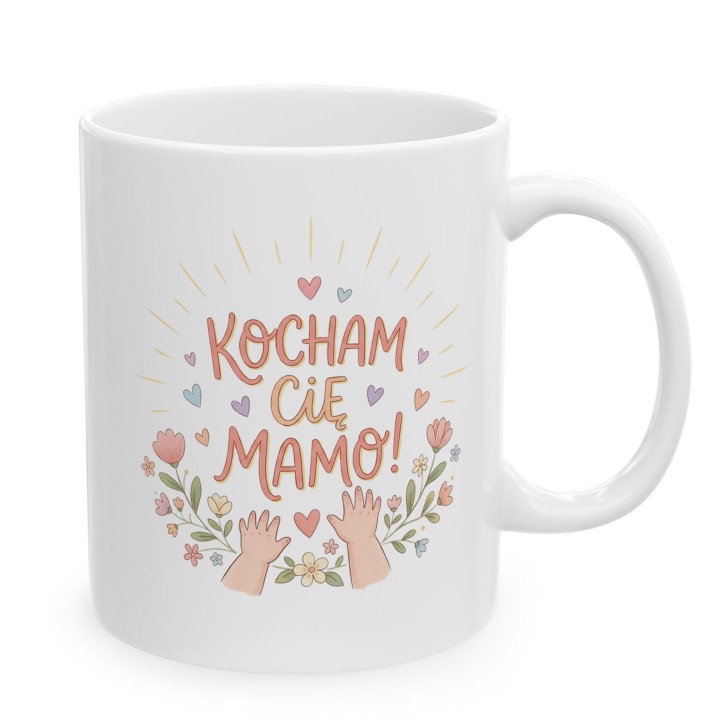 Kubek Kocham Cię Mamo Małe Rączki Prezent od Dziecka