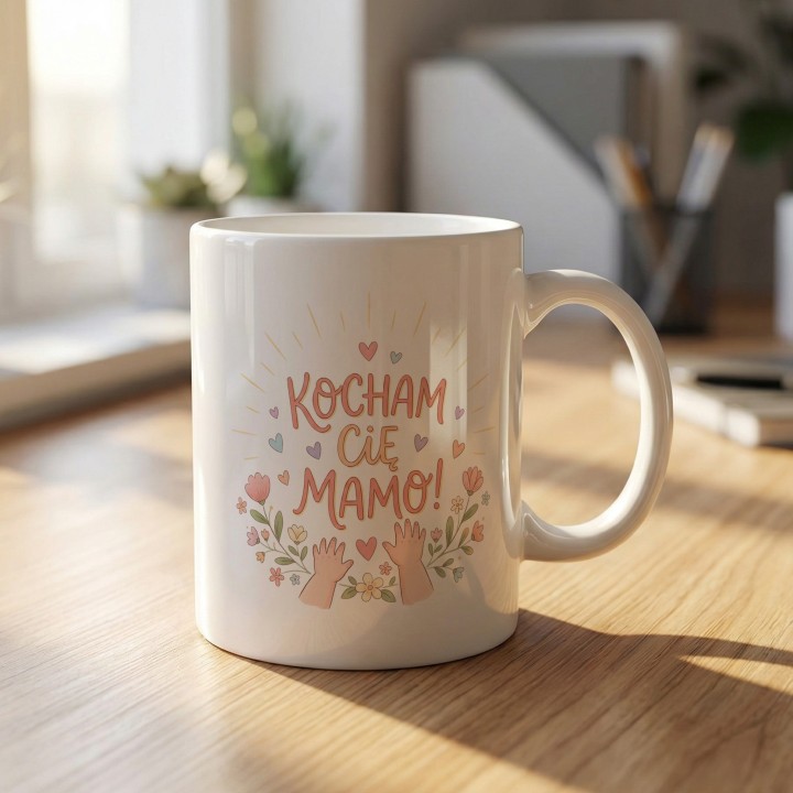 Kubek Kocham Cię Mamo Małe Rączki Prezent od Dziecka