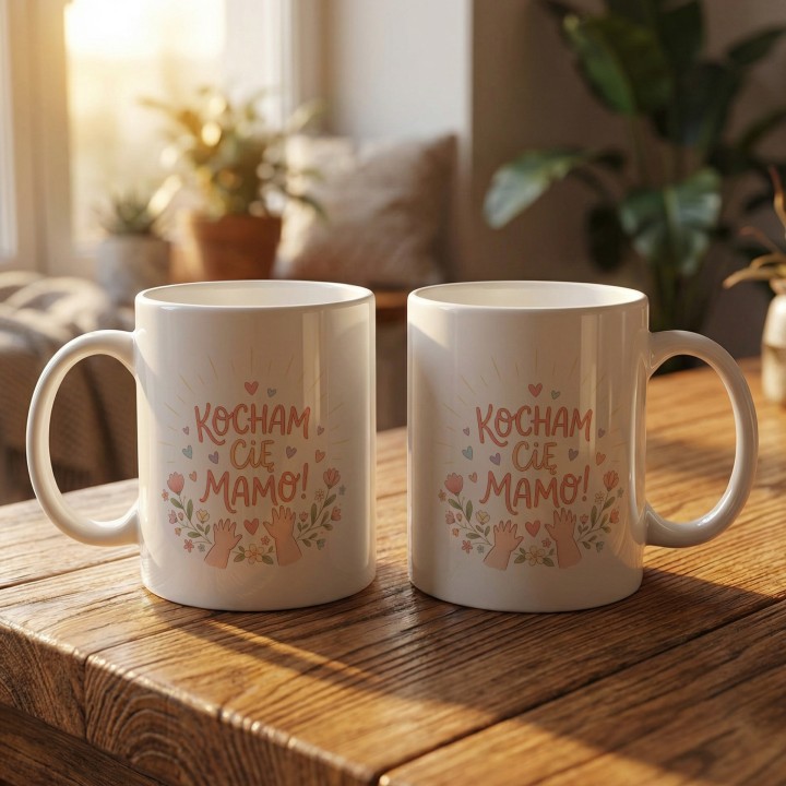 Kubek Kocham Cię Mamo Małe Rączki Prezent od Dziecka