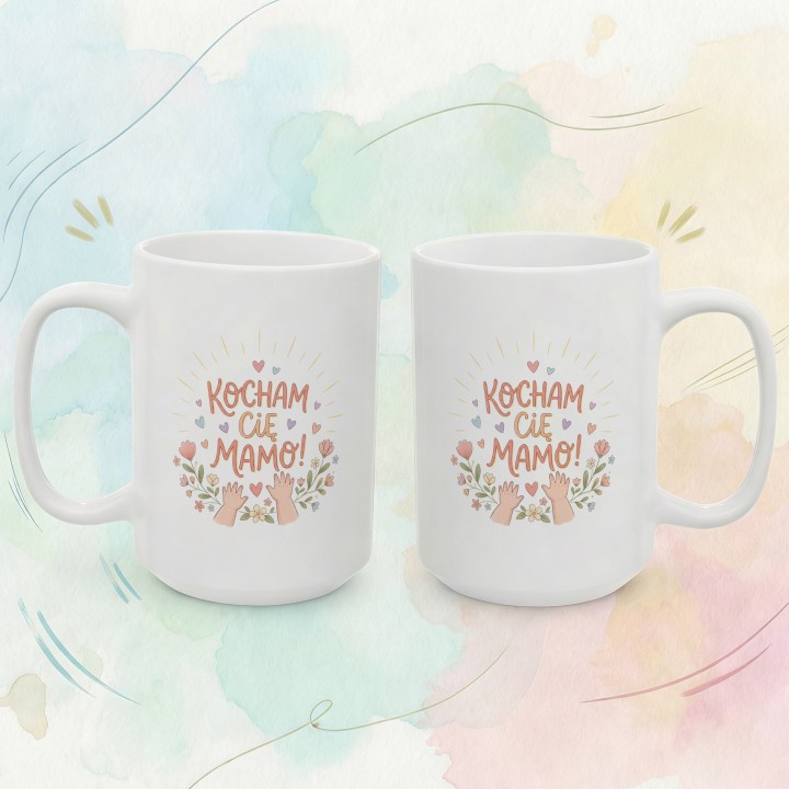 Kubek Kocham Cię Mamo Małe Rączki Prezent od Dziecka