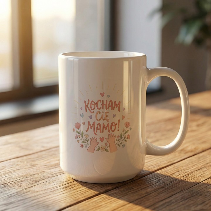 Kubek Kocham Cię Mamo Małe Rączki Prezent od Dziecka