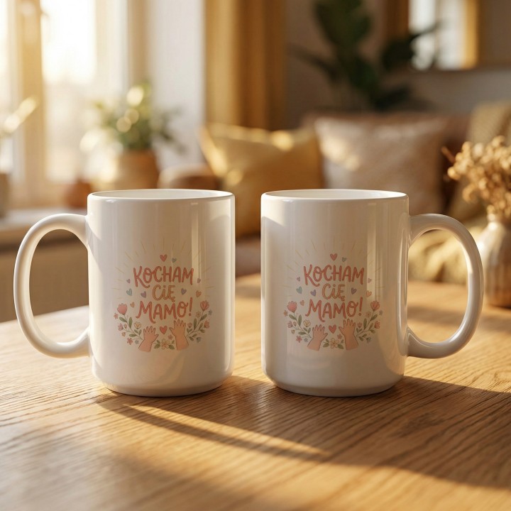 Kubek Kocham Cię Mamo Małe Rączki Prezent od Dziecka