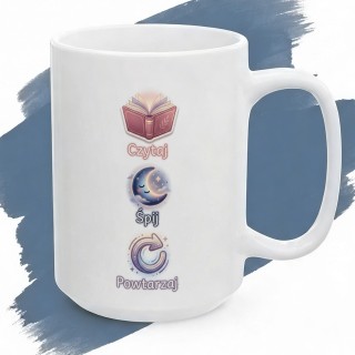 Kubek dla czytelnika Czytaj Śpij Powtarzaj | Prezent dla mola książkowego
