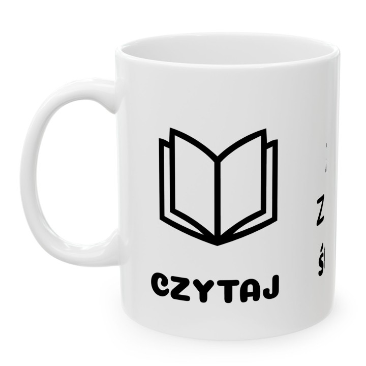 Kubek Czytaj Śpij Powtórz | Minimalistyczny prezent dla czytelnika mola książkowego