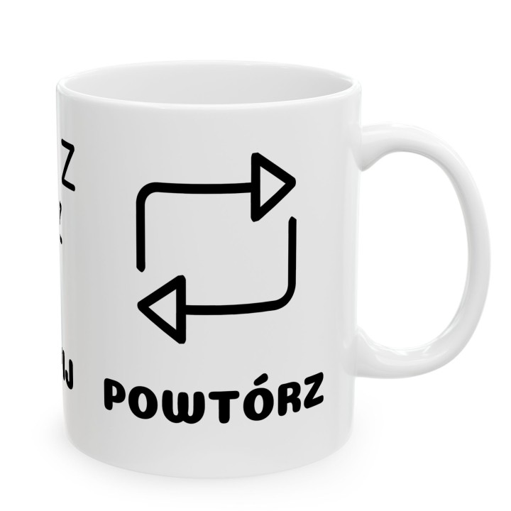 Kubek Czytaj Śpij Powtórz | Minimalistyczny prezent dla czytelnika mola książkowego
