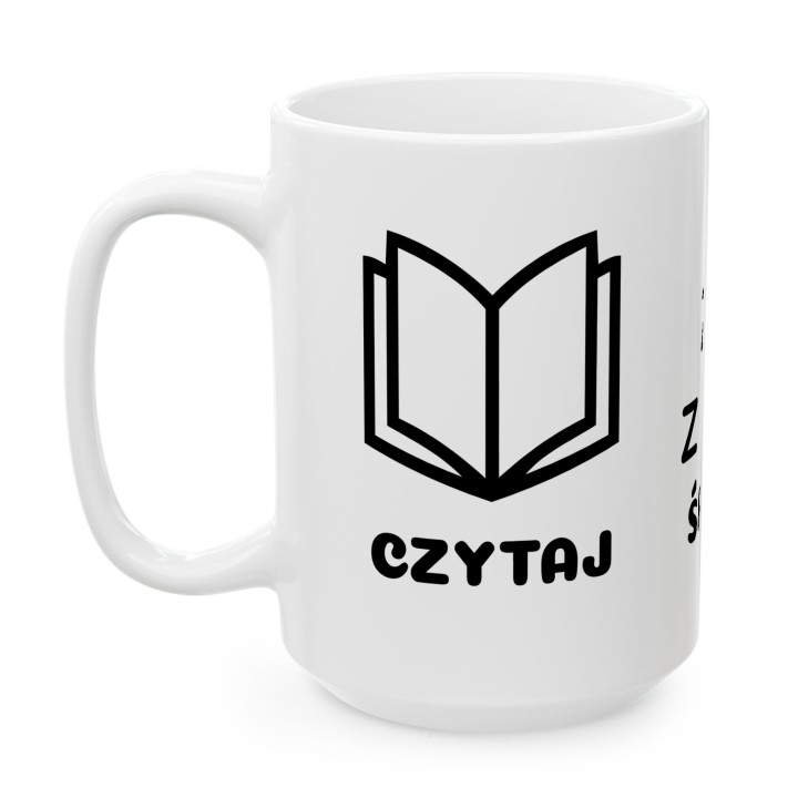 Kubek Czytaj Śpij Powtórz | Minimalistyczny prezent dla czytelnika mola książkowego
