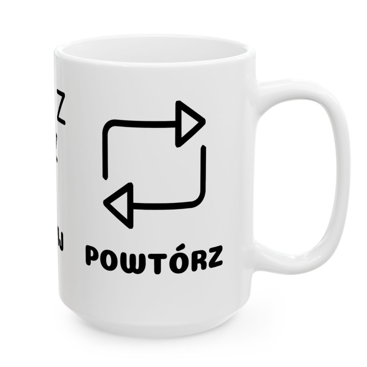 Kubek Czytaj Śpij Powtórz | Minimalistyczny prezent dla czytelnika mola książkowego