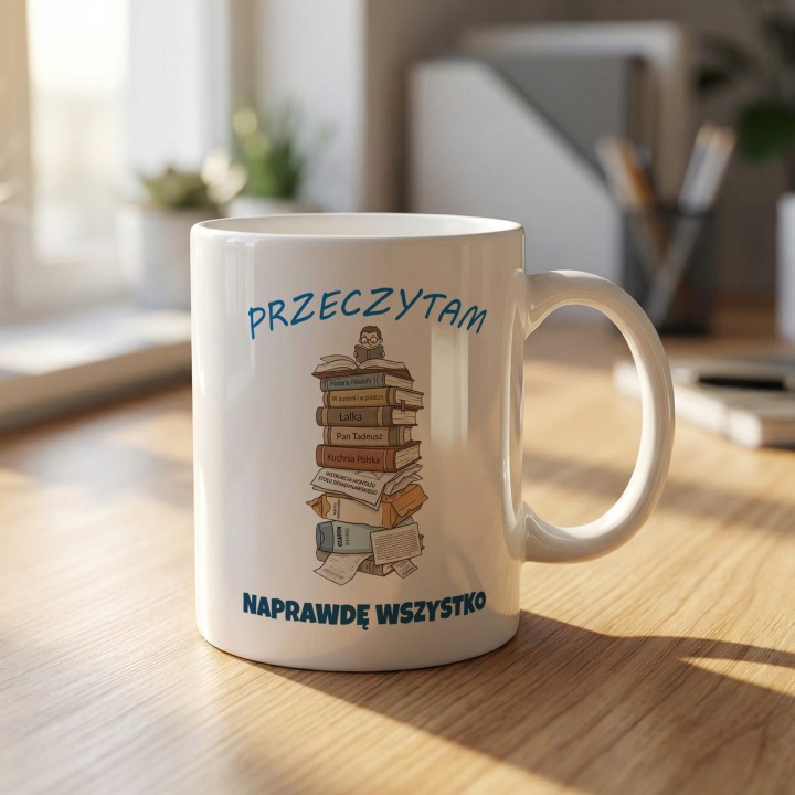 Kubek Przeczytam Naprawdę Wszystko Prezent dla Mola Książkowego