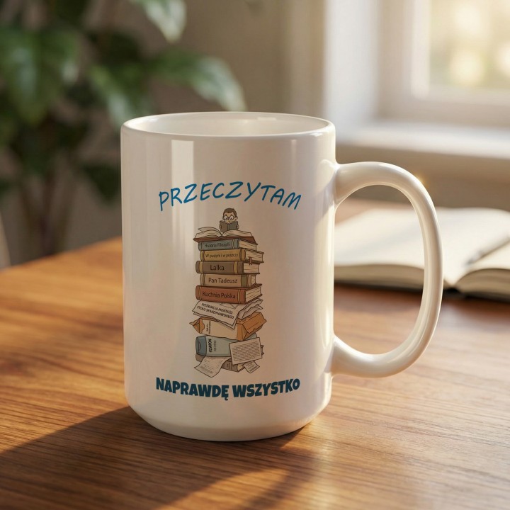Kubek Przeczytam Naprawdę Wszystko Prezent dla Mola Książkowego