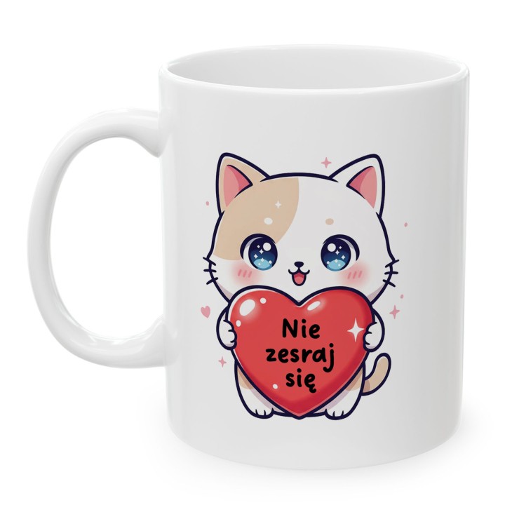 Kubek Nie zesraj się Słodki Kotek Śmieszny prezent z humorem