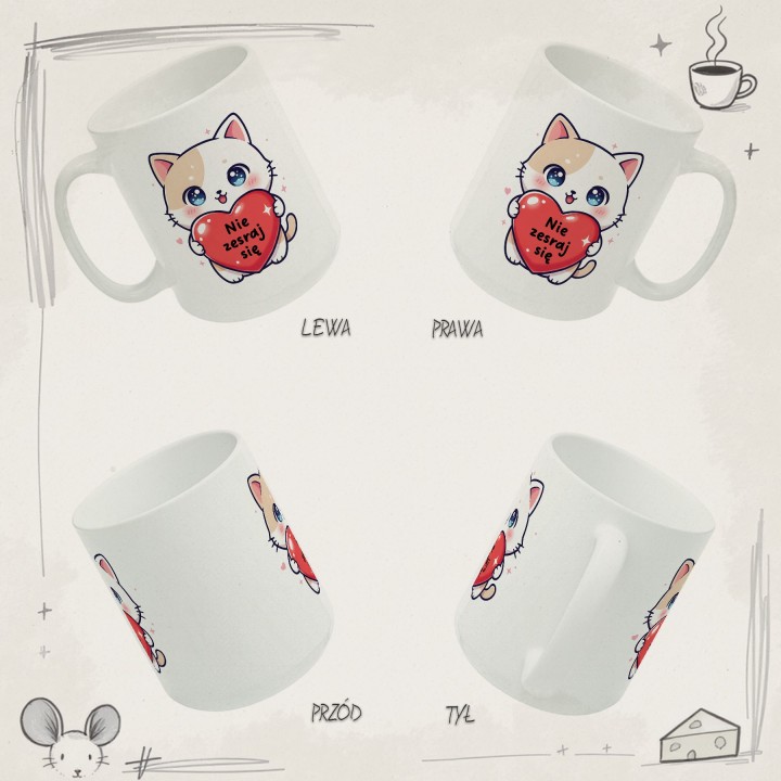 Kubek Nie zesraj się Słodki Kotek Śmieszny prezent z humorem